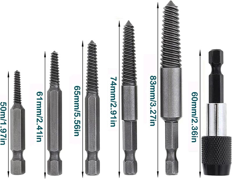 KEWAYO 6-Piece Damaged Screw and Broken Bolt Extractor Set - Quick Change Arbors  Fine Thread  Stud Remover Tool Kit - Image 4